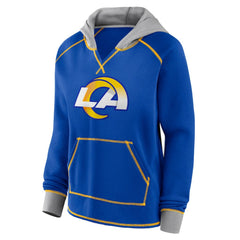 NFL Los Angeles Rams Logo Athletic Women's Boom Fleece Pullover V-Neck Hoodie