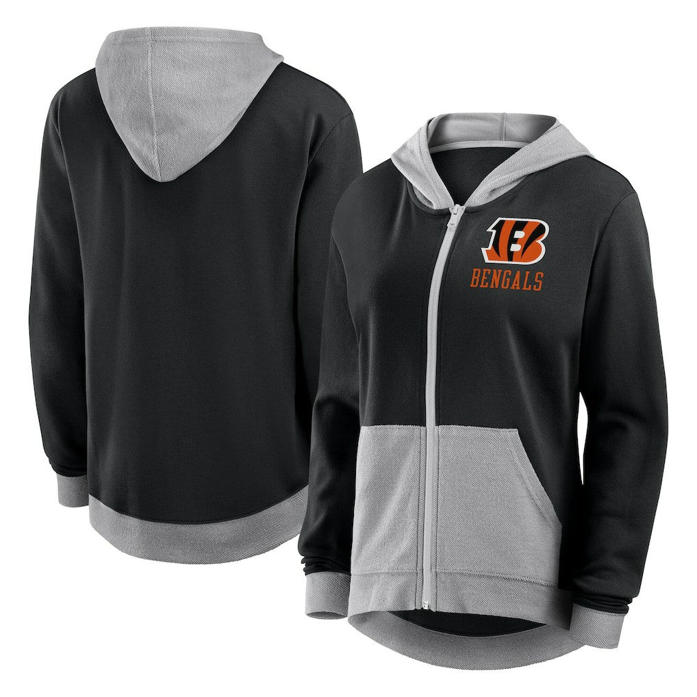 NFL Cincinnati Bengals Logo Athletic Women's Hit It French Terry Full-Zip Hoodie