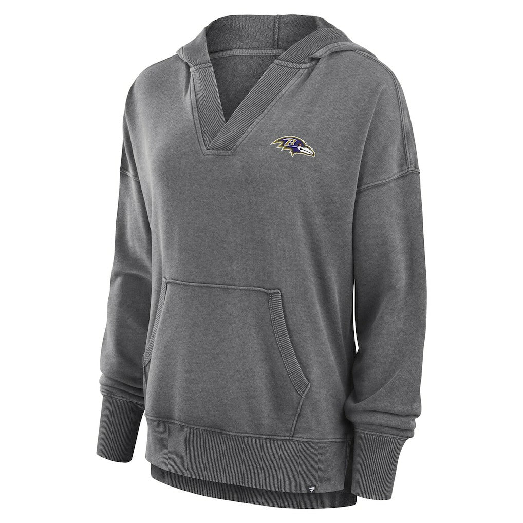 NFL Baltimore Ravens Women's Initiative Snow Wash French Terry V-Neck Pullover Hoodie