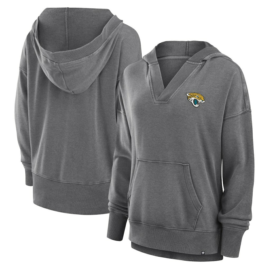 NFL Jacksonville Jaguars Women's Initiative Snow Wash French Terry V-Neck Pullover Hoodie