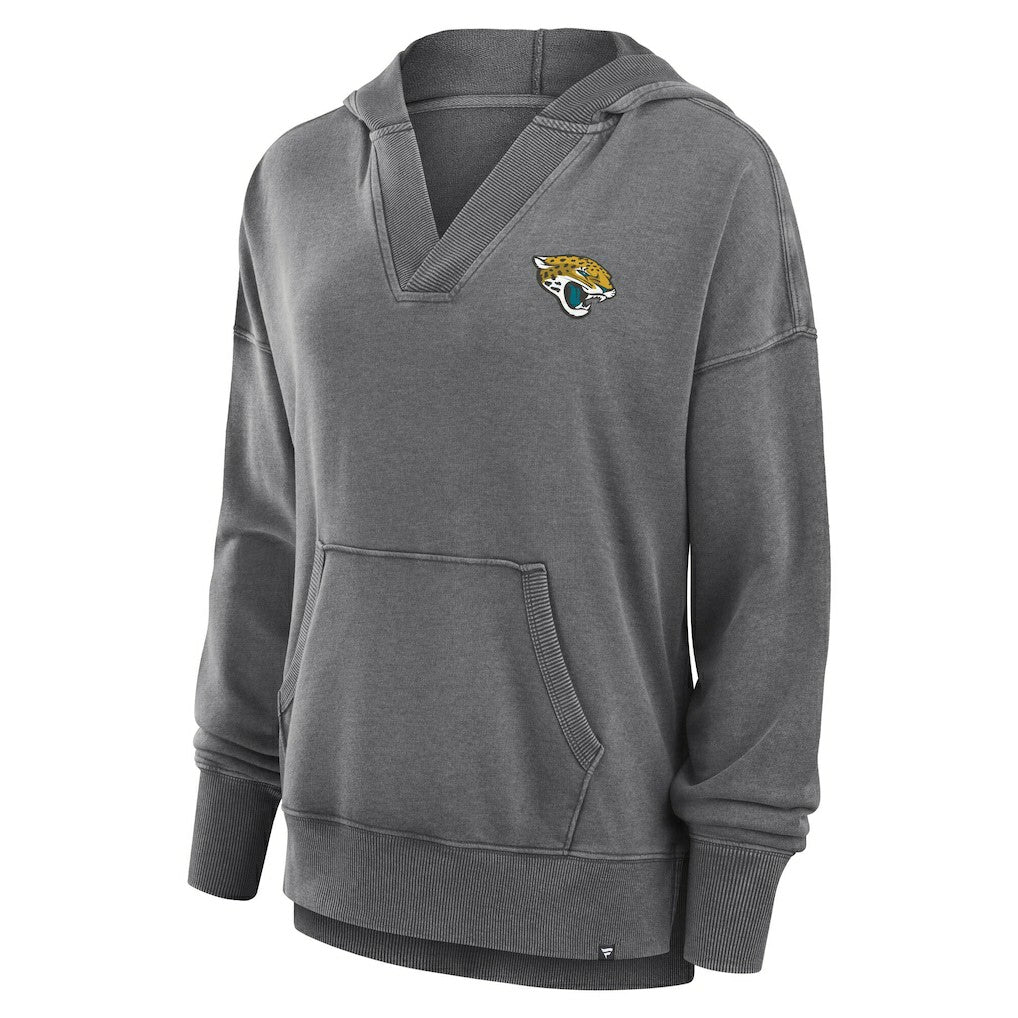 NFL Jacksonville Jaguars Women's Initiative Snow Wash French Terry V-Neck Pullover Hoodie