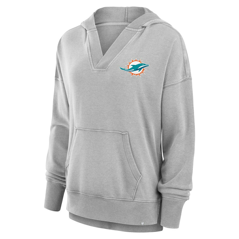 NFL Miami Dolphins Women's Initiative Snow Wash French Terry V-Neck Pullover Hoodie