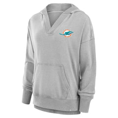 NFL Miami Dolphins Women's Initiative Snow Wash French Terry V-Neck Pullover Hoodie