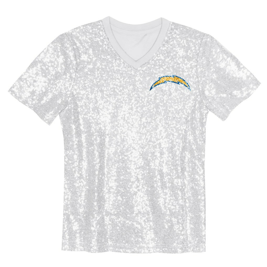 NFL Los Angeles Chargers Justin Herbert  Girls Youth Sequin V-Neck Fashion Jersey