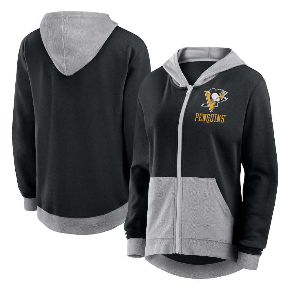 Pittsburgh Penguins Logo Athletic Women's Hit It French Terry Full-Zip Hoodie