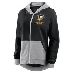 Pittsburgh Penguins Logo Athletic Women's Hit It French Terry Full-Zip Hoodie