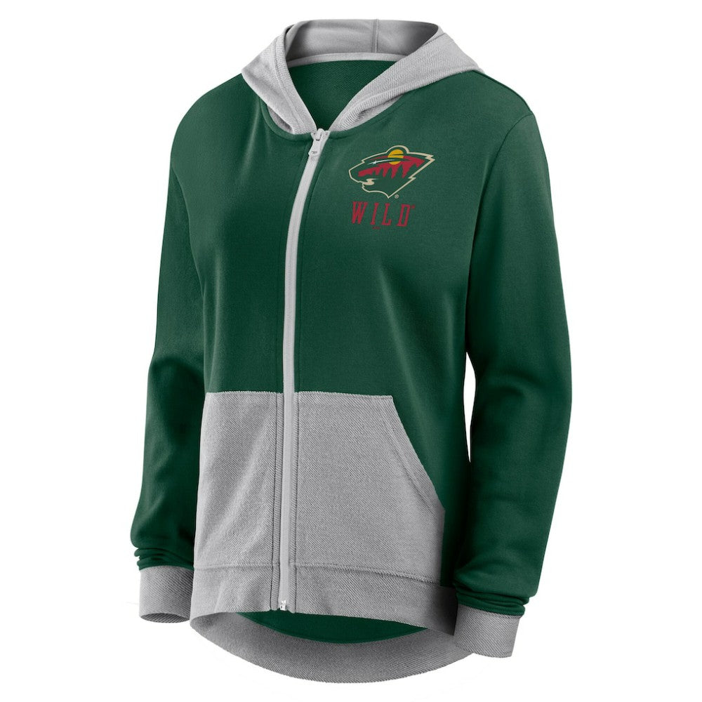 Minnesota Wild Logo Athletic Women's Hit It French Terry Full-Zip Hoodie
