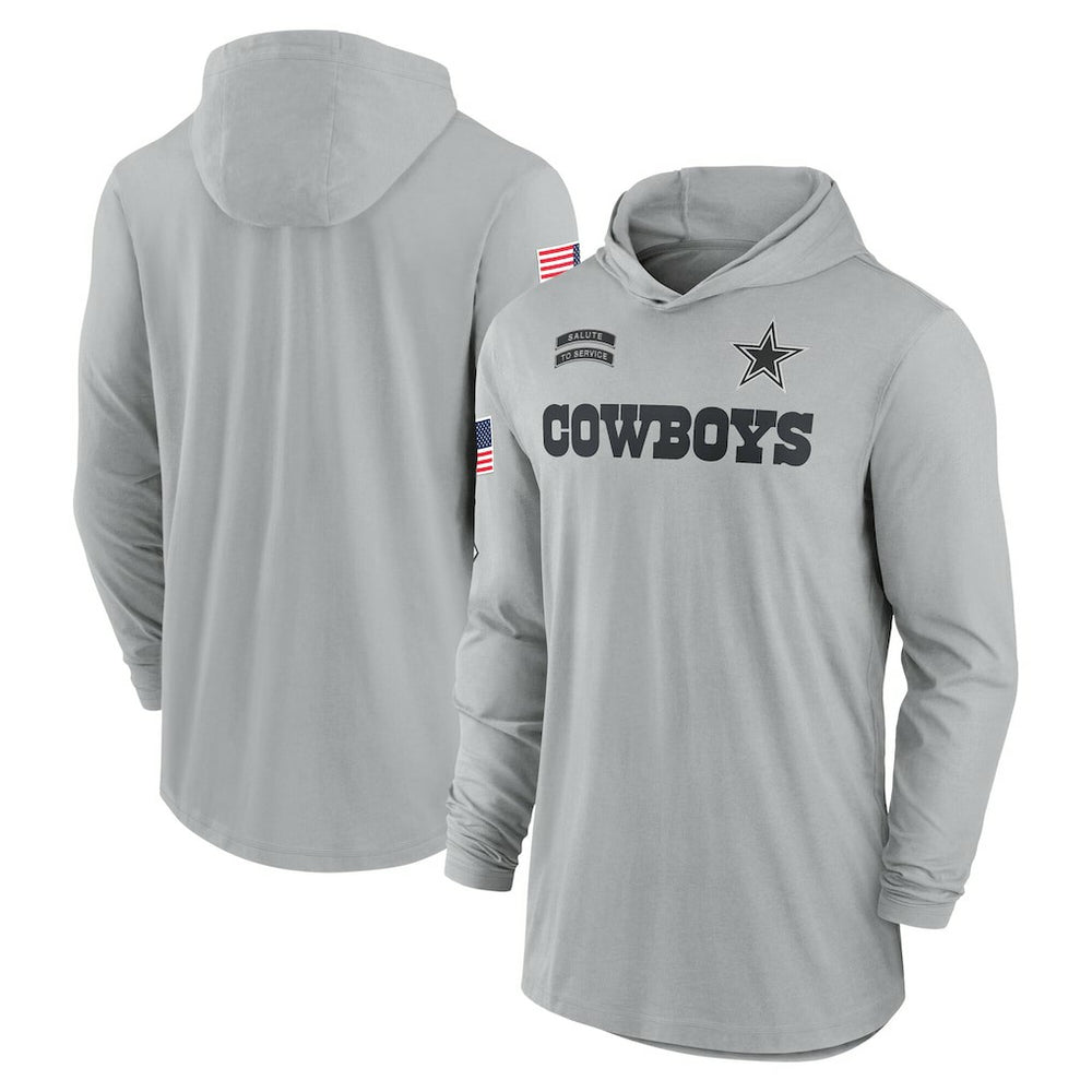 NFL Dallas Cowboys 2024 Salute to Service Lightweight Dri-FIT Long Sleeve Hoodie T-Shirt