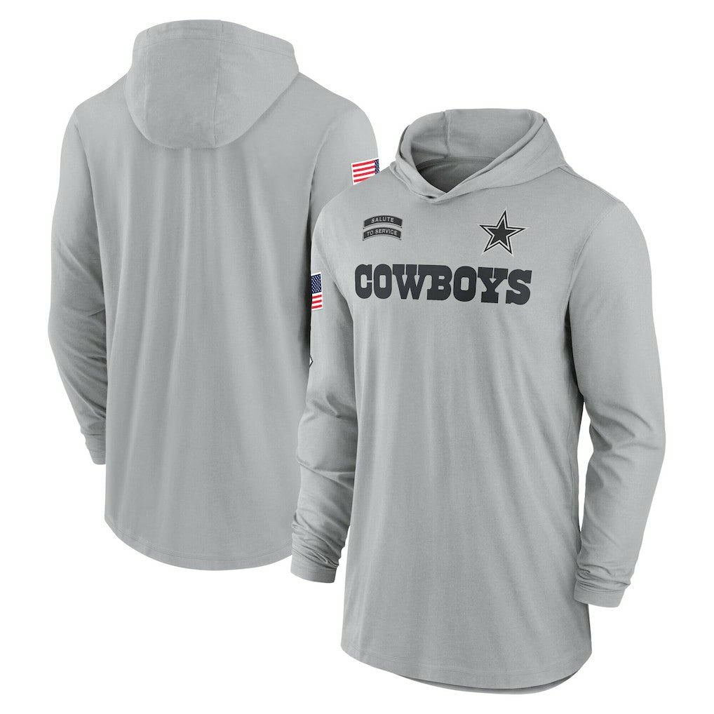 NFL Dallas Cowboys 2024 Salute to Service Lightweight Dri-FIT Long Sleeve Hoodie T-Shirt