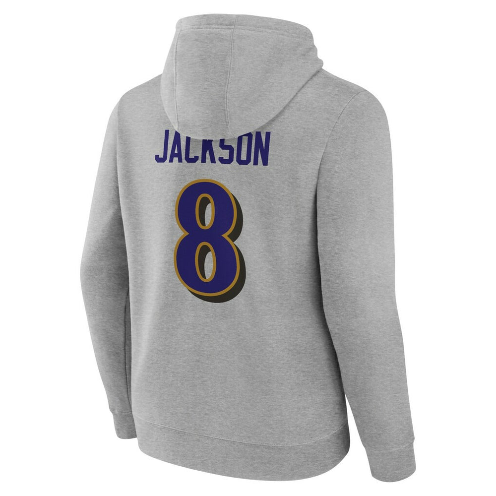 NFL Baltimore Ravens Lamar Jackson  Icon Player Name & Number Pullover Hoodie