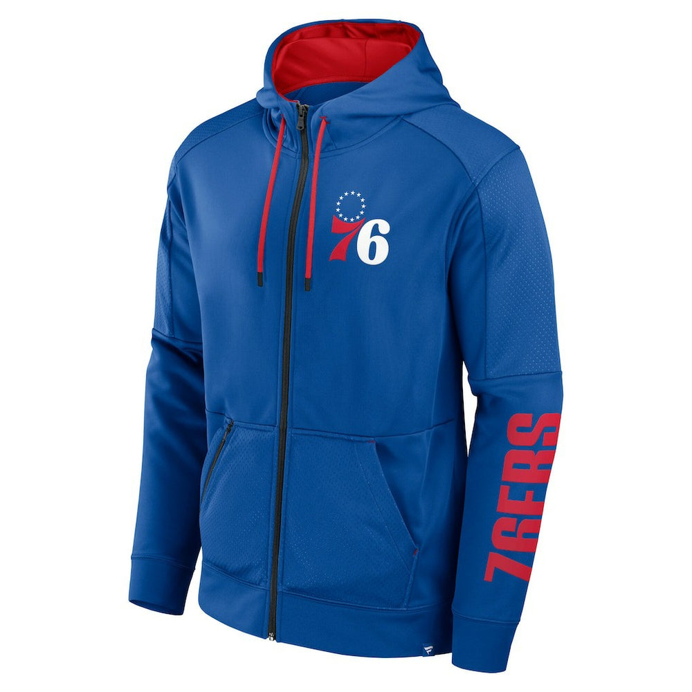 Philadelphia 76ers Baller Defender Performance Full-Zip Hoodie - Royal | Fanatics shop