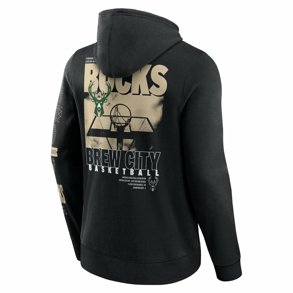 Milwaukee Bucks Game Time Crossover Pullover Hoodie - Black | Fanatics for sale