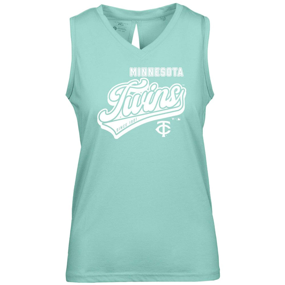 Minnesota Twins Levelwear Women's  Paisley Sweep V-Neck Tank Top - Mint