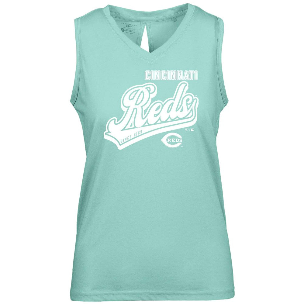 Cincinnati Reds Levelwear Women's  Paisley Sweep V-Neck Tank Top - Mint
