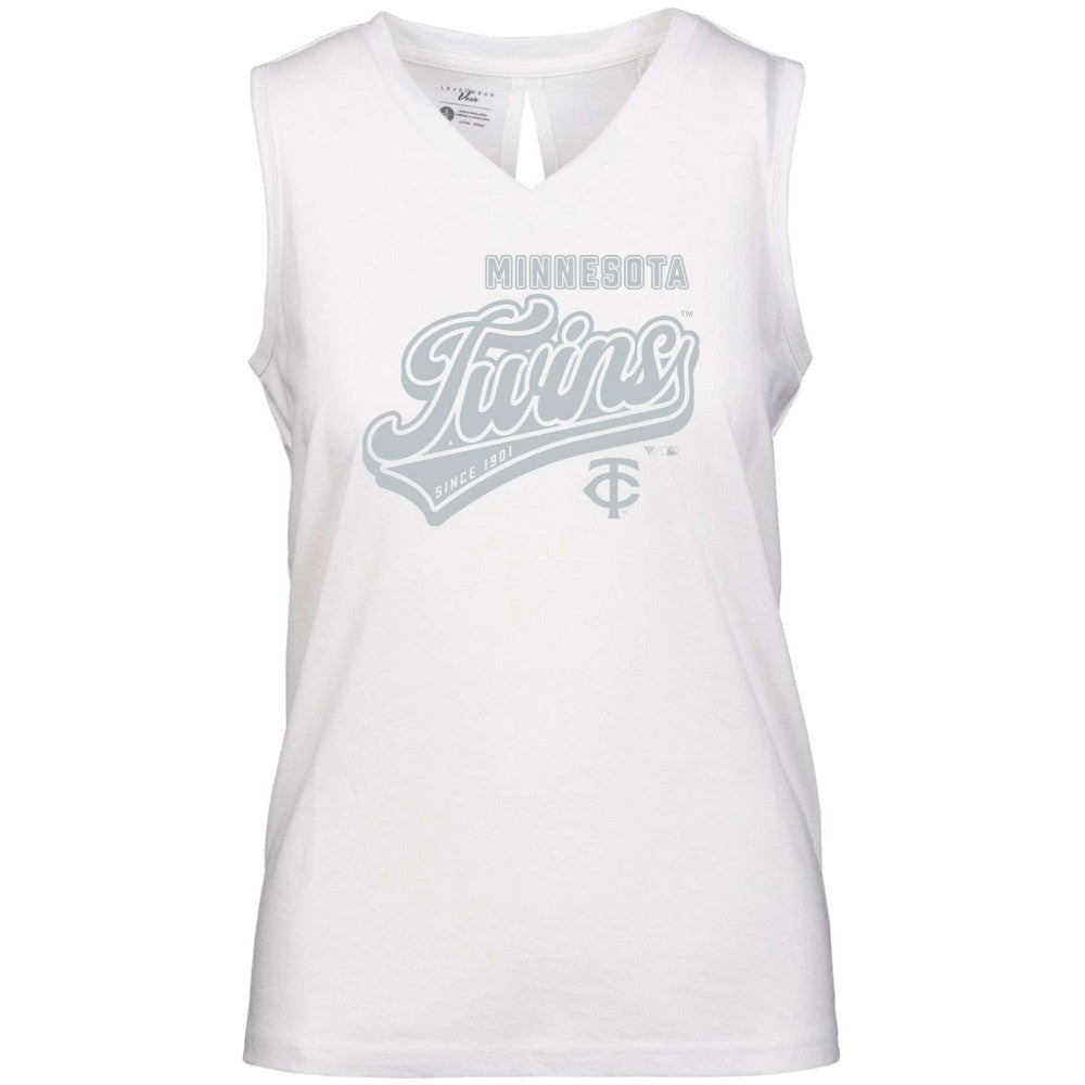 Minnesota Twins Levelwear Women's  Paisley Sweep V-Neck Tank Top - White