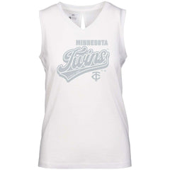 Minnesota Twins Levelwear Women's  Paisley Sweep V-Neck Tank Top - White