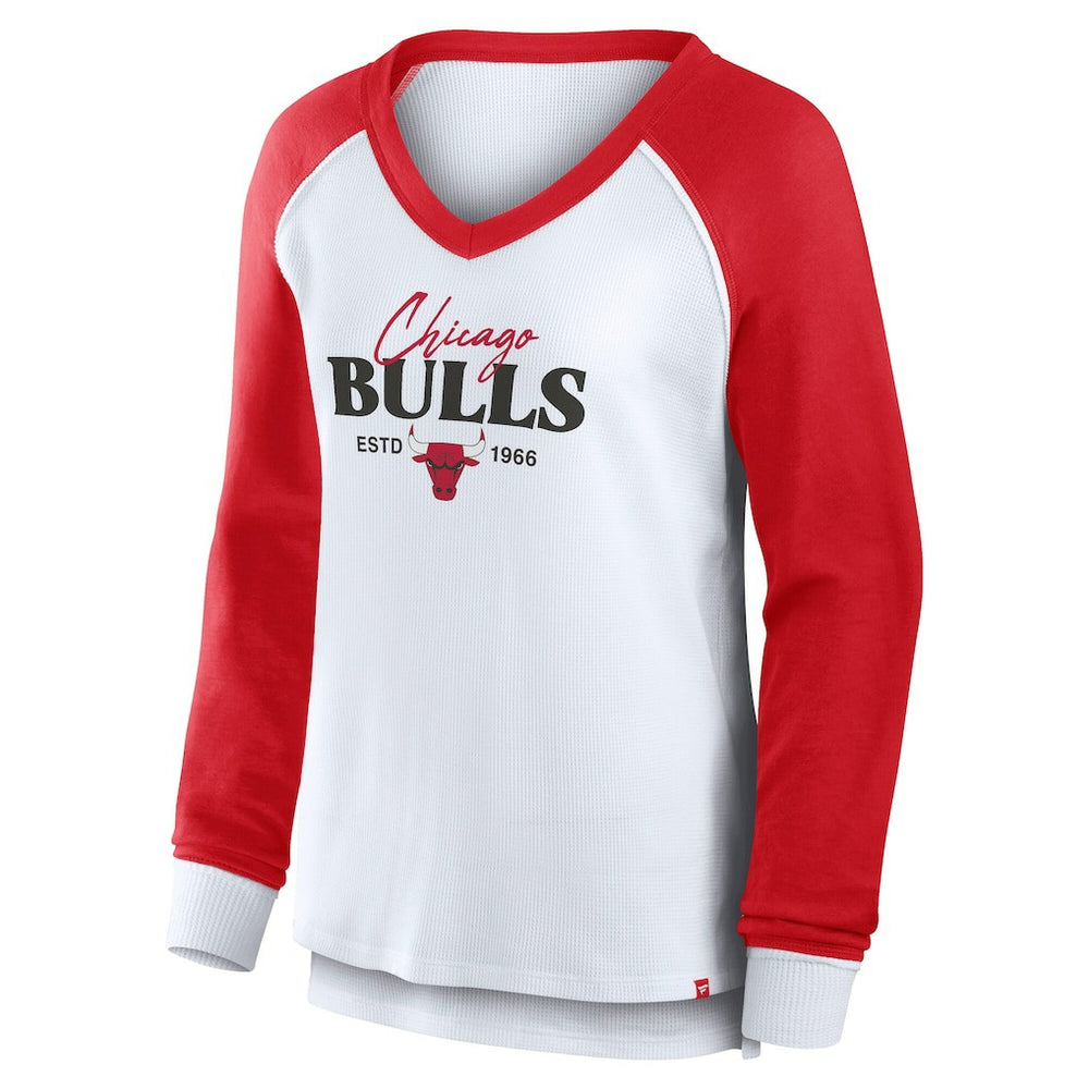 Chicago Bulls Women's Open Lane Waffle Long Sleeve V-Neck T-Shirt sale - White | Fanatics discount
