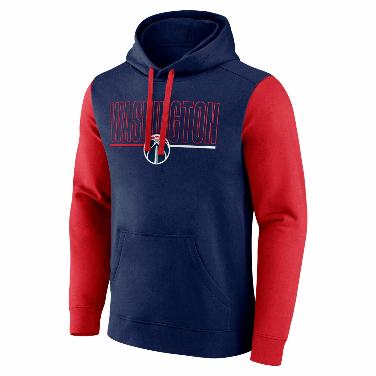 Washington Wizards Logo Athletic Outline Colorblock Pullover Hoodie - Navy discount