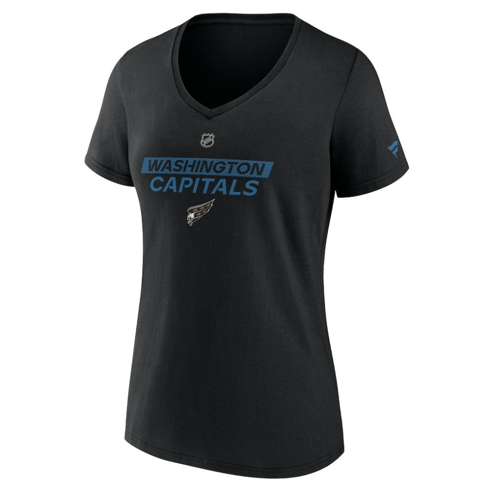 Washington Capitals Fanatics Women's Authentic Pro Alt Logo V-Neck T-Shirt