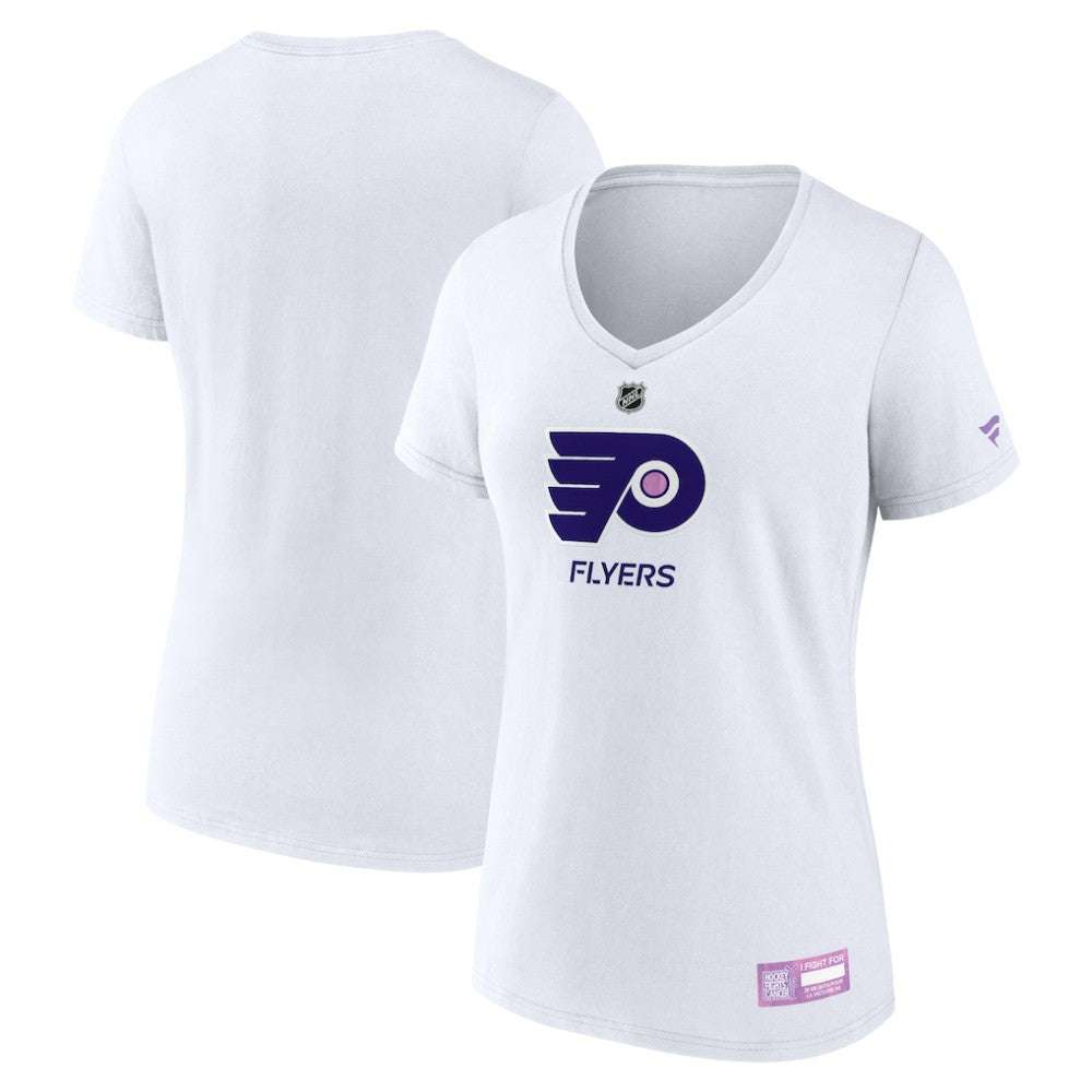 Philadelphia Flyers Fanatics Women's 2024 Hockey Fights Cancer V-Neck T-Shirt