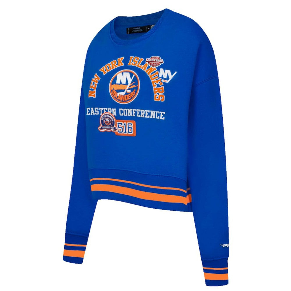 New York Islanders Pro Standard Women's Area Code Cropped Pullover Sweatshirt
