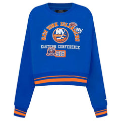 New York Islanders Pro Standard Women's Area Code Cropped Pullover Sweatshirt