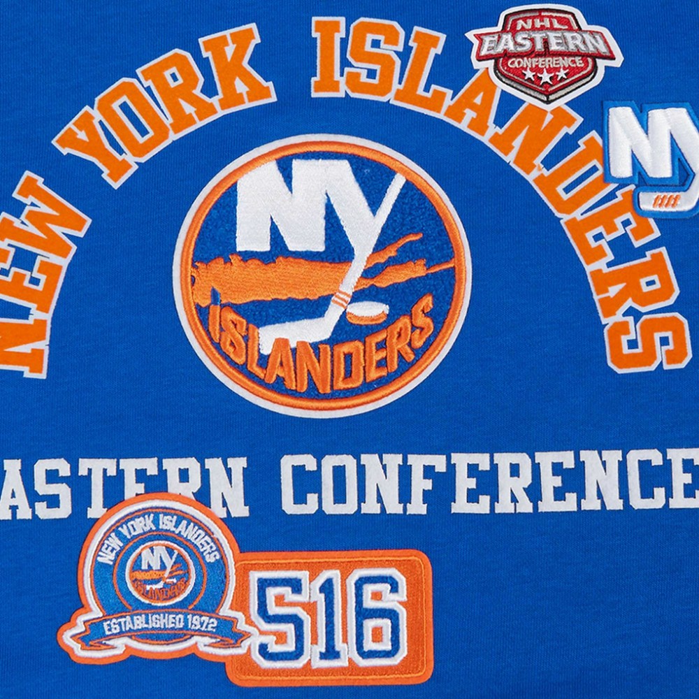 New York Islanders Pro Standard Women's Area Code Cropped Pullover Sweatshirt