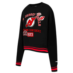 New Jersey Devils Pro Standard Women's Area Code Cropped Pullover Sweatshirt