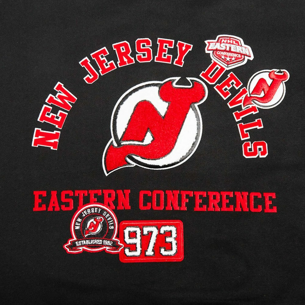 New Jersey Devils Pro Standard Women's Area Code Cropped Pullover Sweatshirt