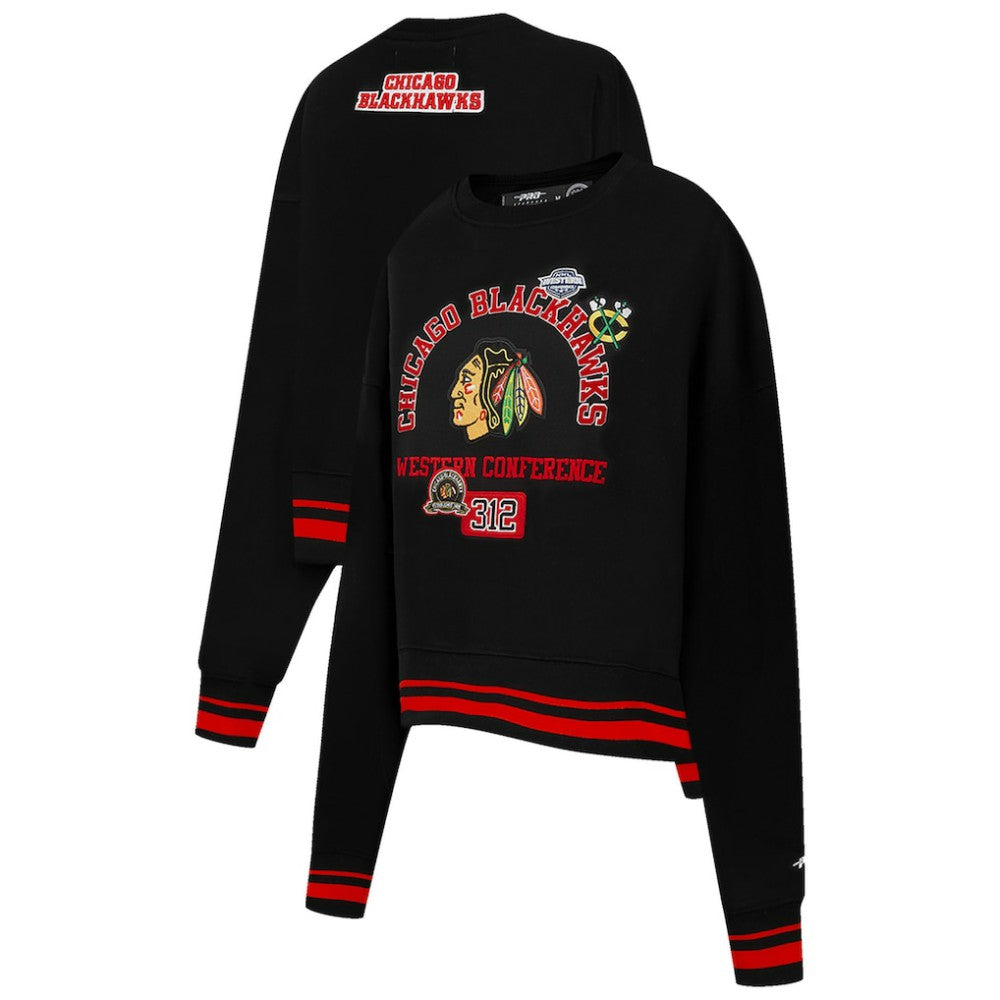 Chicago Blackhawks Pro Standard Women's Area Code Cropped Pullover Sweatshirt