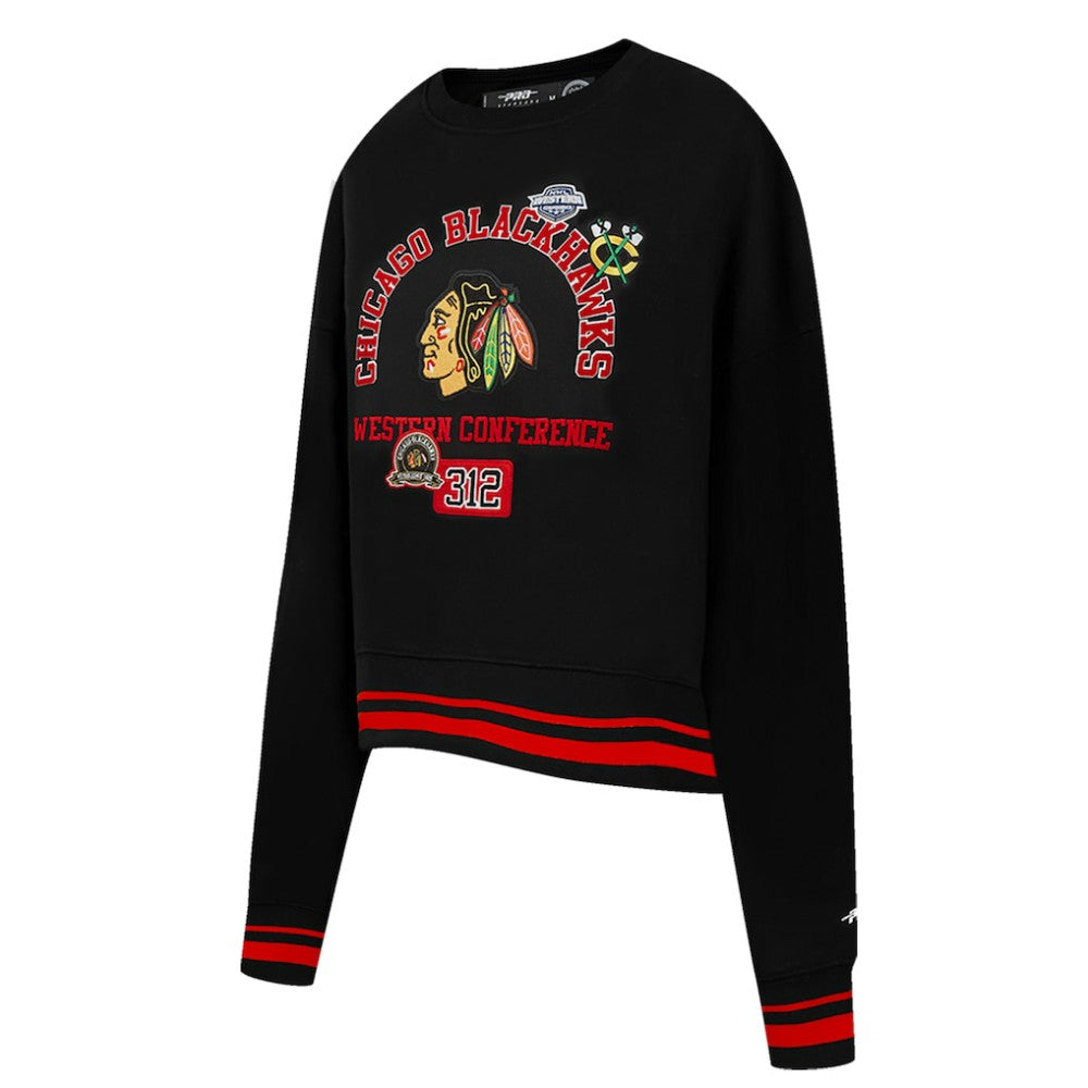 Chicago Blackhawks Pro Standard Women's Area Code Cropped Pullover Sweatshirt