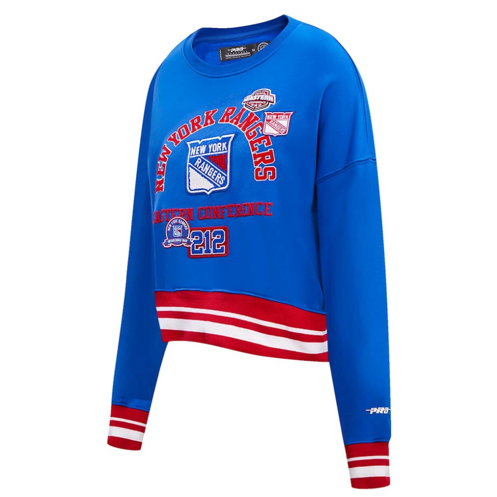 New York Rangers Pro Standard Women's Area Code Cropped Pullover Sweatshirt