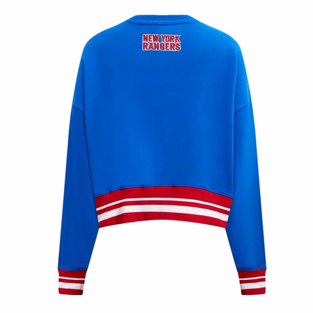 New York Rangers Pro Standard Women's Area Code Cropped Pullover Sweatshirt