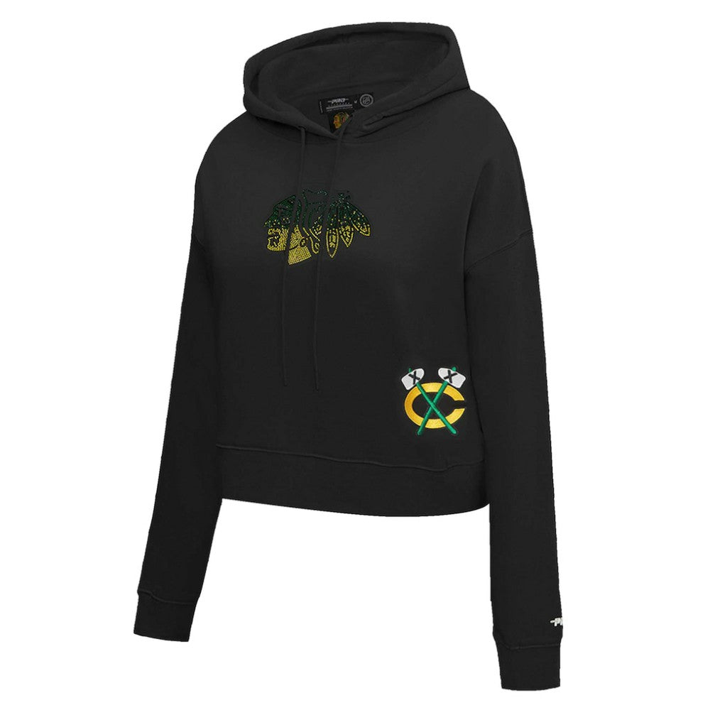 Chicago Blackhawks Pro Standard Women's Jewels Cropped Pullover Hoodie