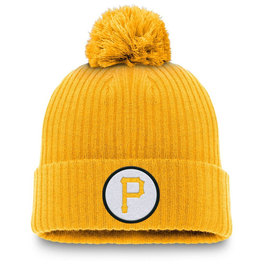 Pittsburgh Pirates Cooperstown Collection Patch Cuffed Knit Hat with Pom - Gold | Nike
