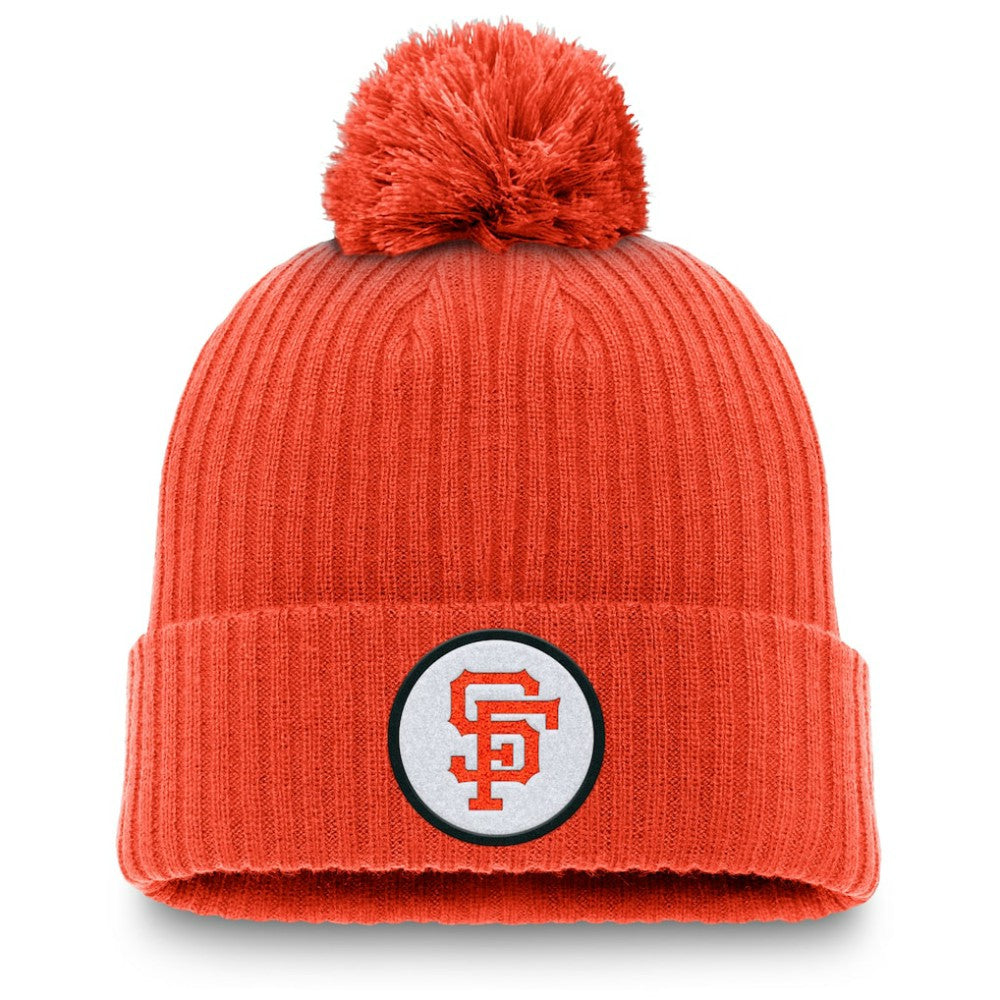 San Francisco Giants Cooperstown Collection Patch Cuffed Knit Hat with Pom - Orange | Nike