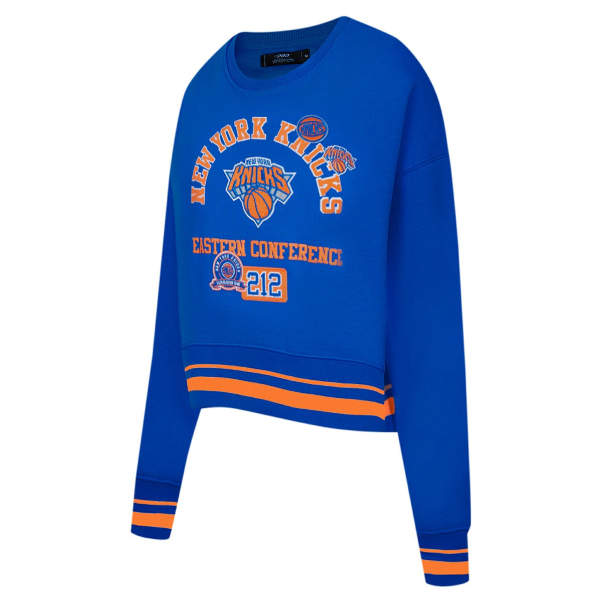 New York Knicks Pro Standard Women's Area Code Cropped Pullover Sweatshirt - Blue shop