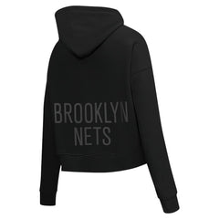 Brooklyn Nets Pro Standard Women's Jewels Cropped Pullover Hoodie - Black for sale