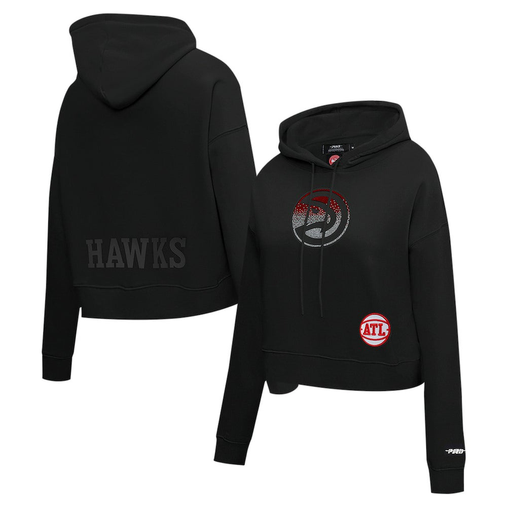 Atlanta Hawks Pro Standard Women's Jewels Cropped Pullover Hoodie - Black on sale