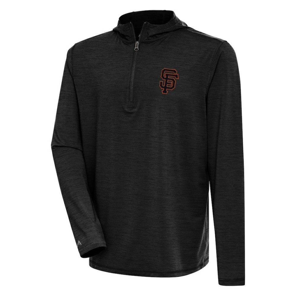 San Francisco Giants Antigua Tidy Quarter-Zip Hoodie - Heather Black
