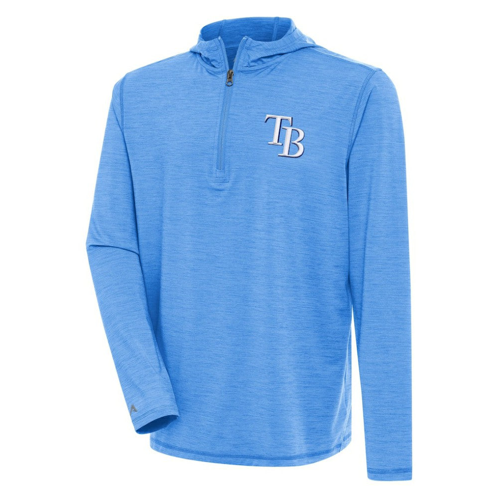 Tampa Bay Rays Antigua Tidy Quarter-Zip Hoodie - Heather Light Blue