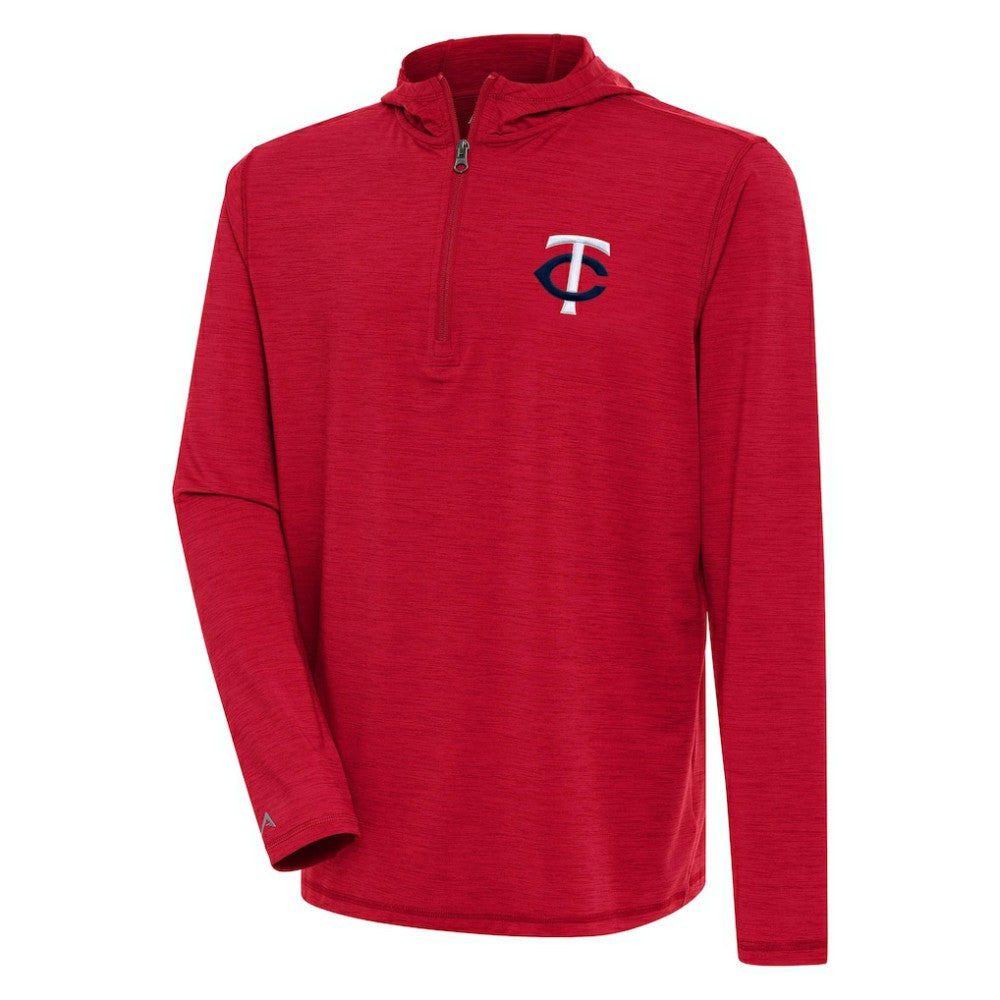 Minnesota Twins Antigua Tidy Quarter-Zip Hoodie - Heather Red