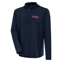 Atlanta Braves Antigua Tidy Quarter-Zip Hoodie - Heather Navy