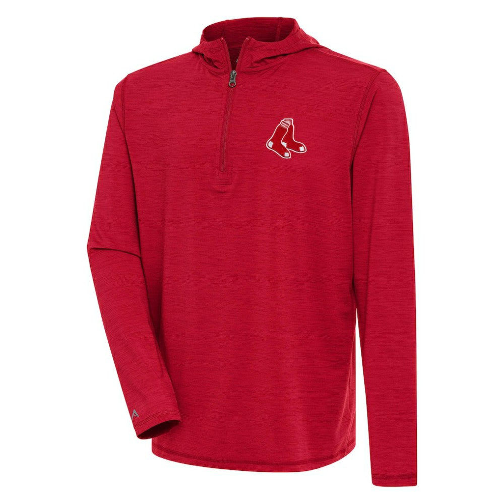 Boston Red Sox Antigua Tidy Quarter-Zip Hoodie - Heather Red