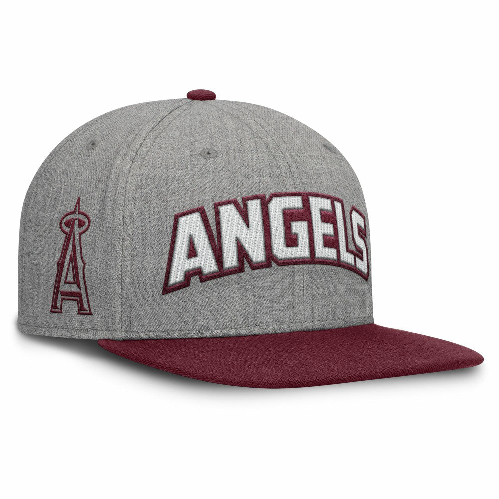 Los Angeles Angels Elements Felt Chainstitch Snapback Hat - Gray/Maroon