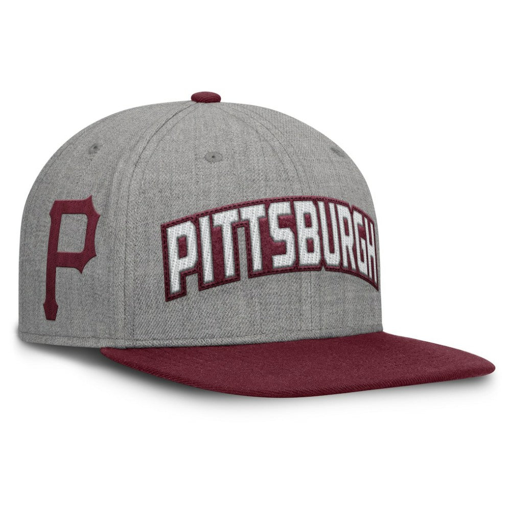 Pittsburgh Pirates Elements Felt Chainstitch Snapback Hat - Gray/Maroon