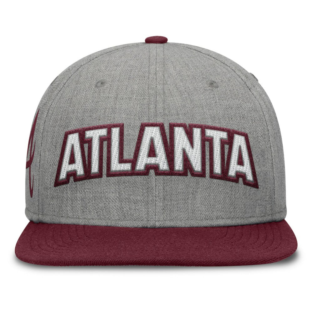 Atlanta Braves Elements Felt Chainstitch Snapback Hat - Gray/Maroon