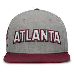 Atlanta Braves Elements Felt Chainstitch Snapback Hat - Gray/Maroon