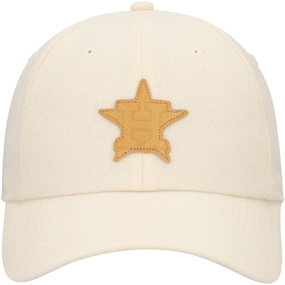 Houston Astros Front Office Leather Patch Adjustable Hat - Cream