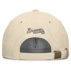 Atlanta Braves Front Office Leather Patch Adjustable Hat - Cream